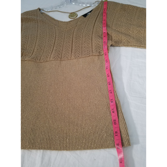 I.N. San Francisco CamelBrown Sz S Continuous Arm Bell Sleeve Smocked Bodice Top - Picture 9 of 10